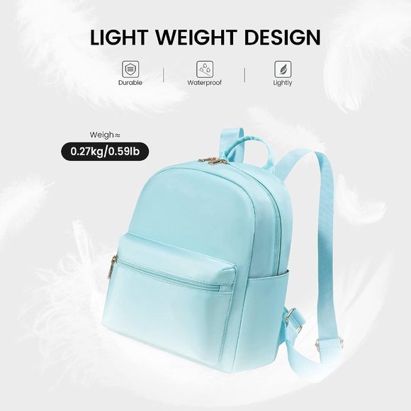 Women Light Blue Nylon Small Waterproof Mini Backpack main image 6